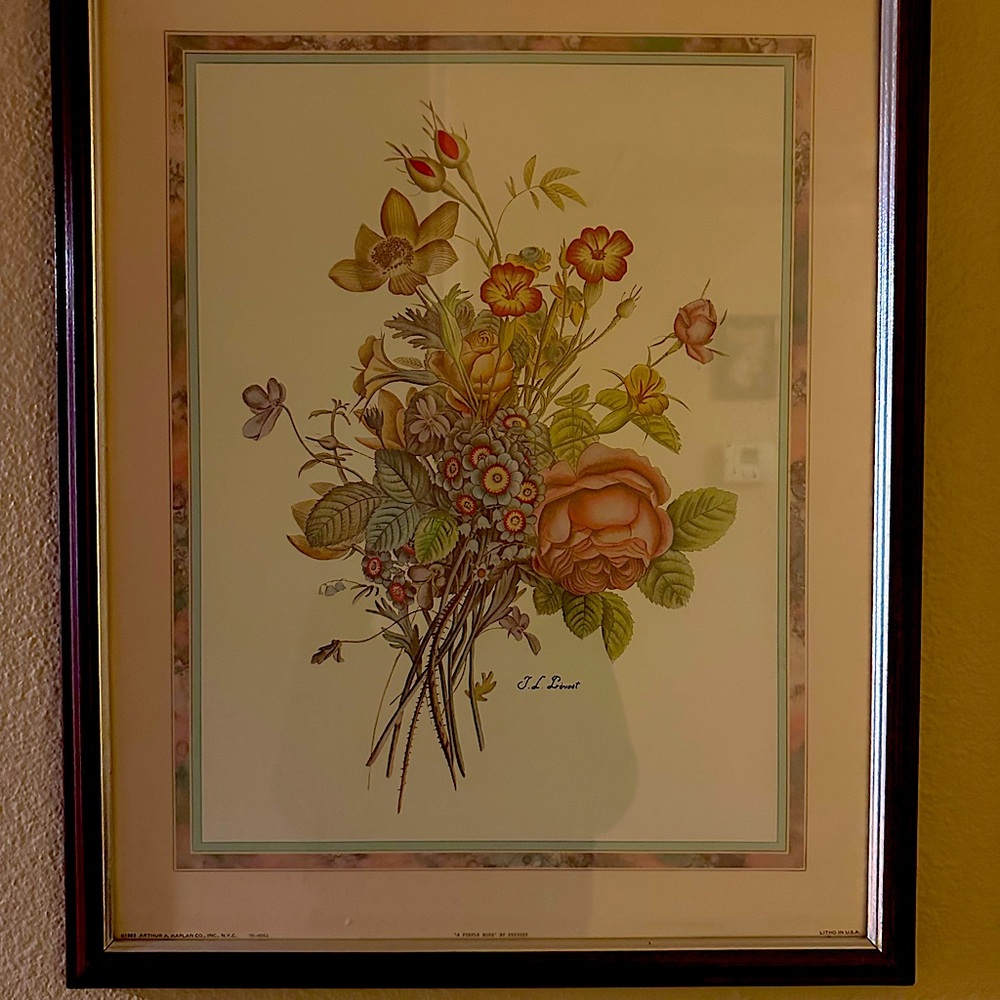 19th Century Jean Louis Provost Botanical Print, Matted, Framed, Signed